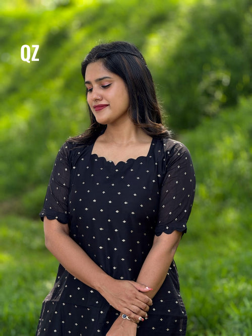 Elegant Black Chanderi 2-Piece Set