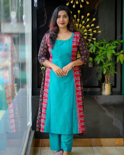 Panel Cut Aline Kurthi with Bottom