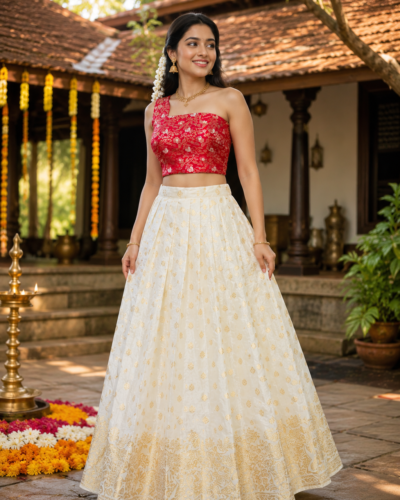 Traditional Pattupavada Set with Lined Skirt