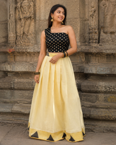Premium Traditional Pattu Pavada Set with Blouse Material