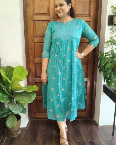Elegant Mul Chanderi Cotton Kurti with Embroidery