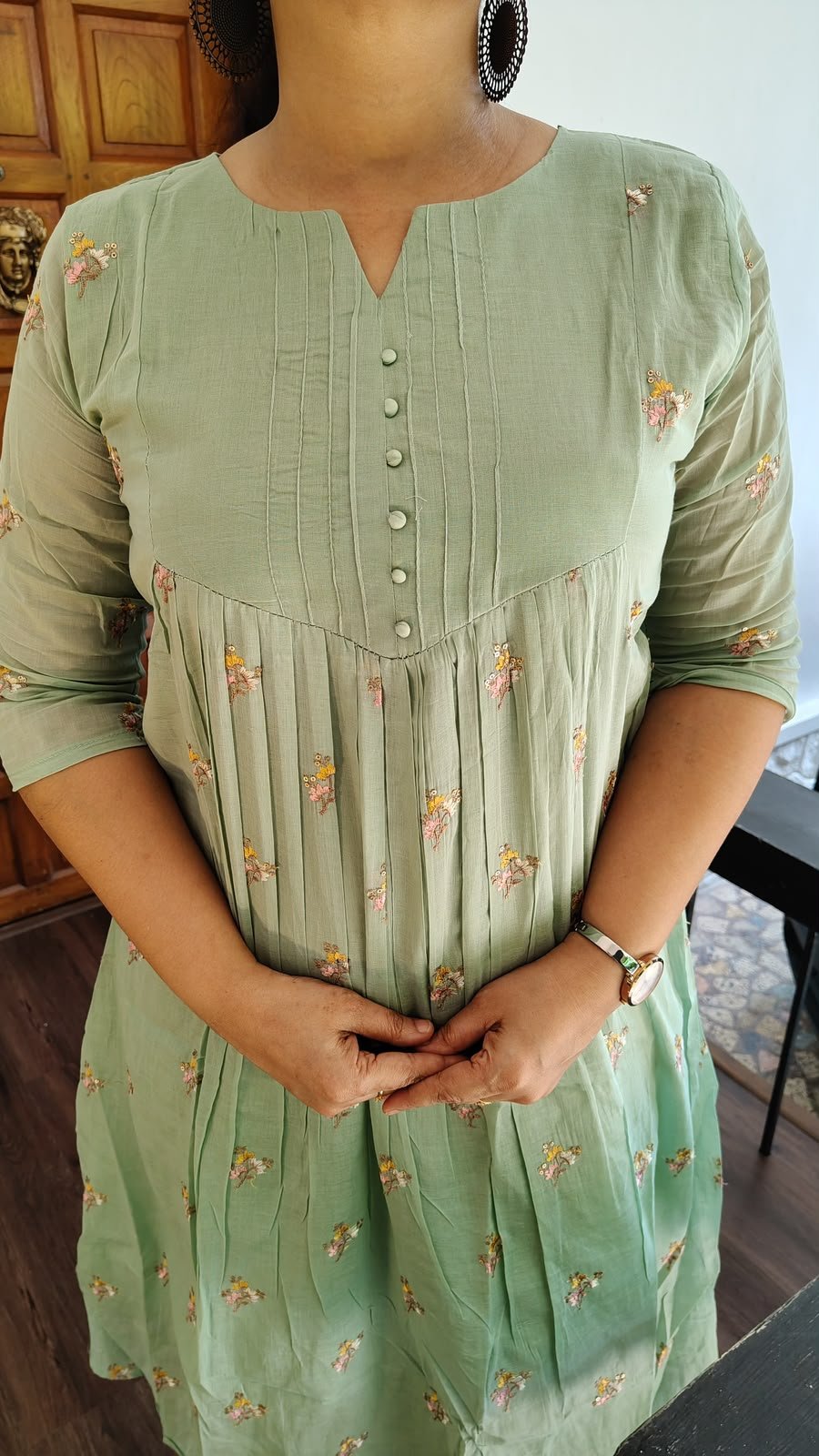 Elegant Mul Chanderi Cotton Kurti with Embroidery - Image 8