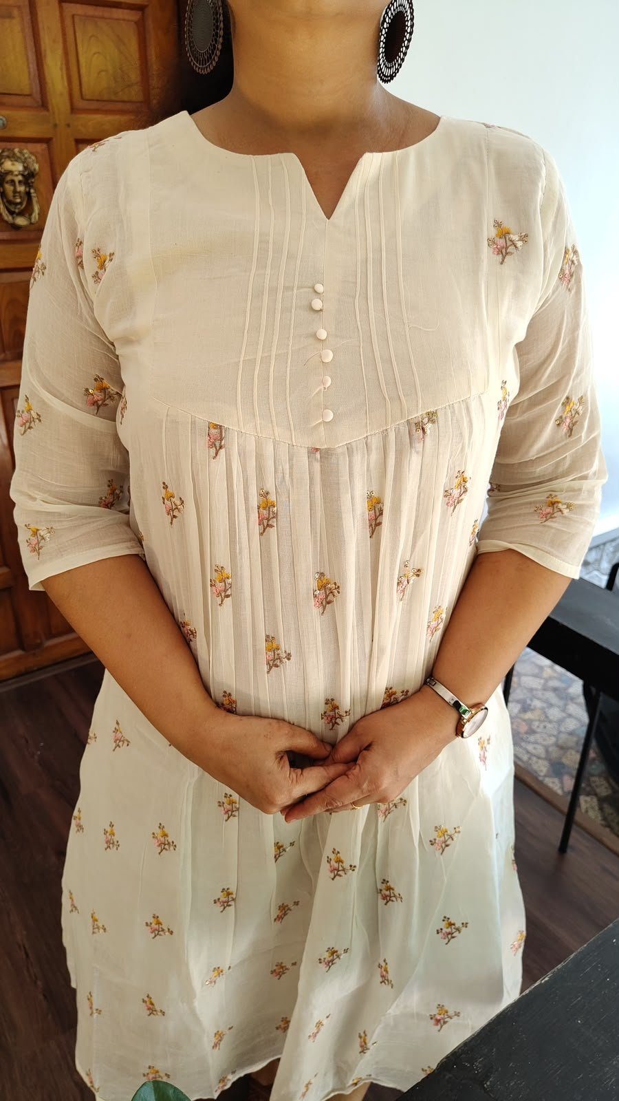 Elegant Mul Chanderi Cotton Kurti with Embroidery - Image 4